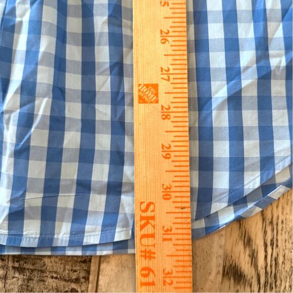 Peter Millar Seaside Finish Button Up Shirt Size Medium Checkered Blue Plaid - Picture 7 of 8